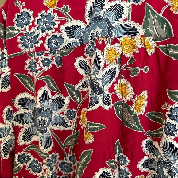 NWT Old Navy Plus size 3X Red Floral Rayon Blouse Top Fall Tassel Tie Boho New - Picture 3 of 5